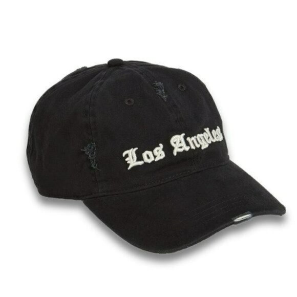 NWT Steve Madden Distressed L.A. Los Angeles Graphic Embroidery Dad Baseball Cap - Picture 1 of 5